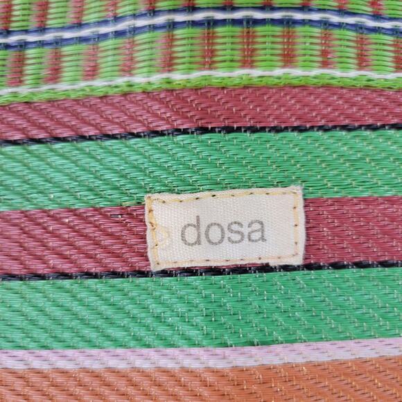 Dosa Grocery Tote Bag 16" Green Striped Reusable Multipurpose Nylon Handbag - Picture 3 of 9